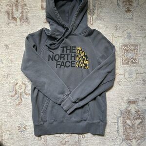 The North Face Dark Gray Hoodie with Yellow Accent